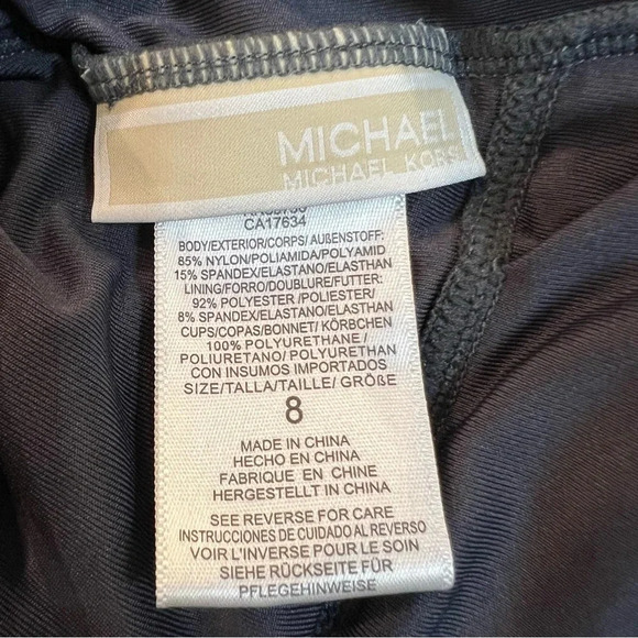 MICHAEL‎ Michael Kors Slate Gray Ruffled Scoop-Back One-Piece Swimsuit. Size 8. - Picture 3 of 16